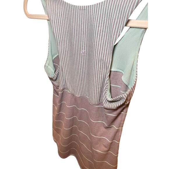 Lululemon Women‎ 4 Run First Base Tank Cliff Hanger Stripe Grey Mint Green Blue - Picture 10 of 13